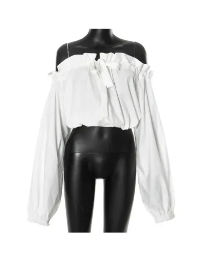 Replica Off Shoulder Drawstring Puff Sleeve Tops #802342 $39.65 USD for Wholesale