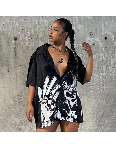  Fashion Casual Printing Women's Short Sleeve Blouse Half Sleeve Turndown Collar #802354 $34.09 USD, Wholesale Fashion Blouses