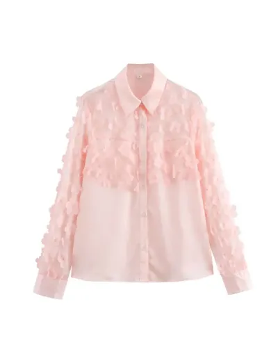 Flower Patchwork Single Breasted Blouses #802362 $41.89 USD, Wholesale Fashion Blouses