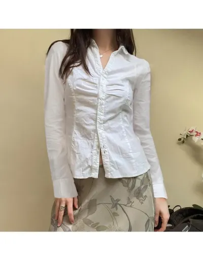 Replica Patchwork Ruched Cardigan Blouses #802377 $28.81 USD for Wholesale