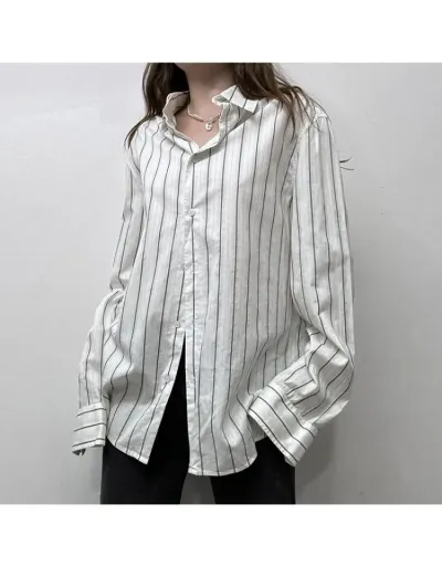 Replica Striped Long Sleeve Cardigan Blouses #802378 $21.45 USD for Wholesale