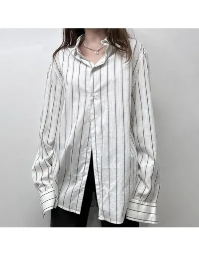 Replica Striped Long Sleeve Cardigan Blouses #802378 $21.45 USD for Wholesale