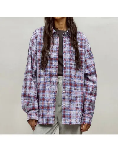 Plaid Colorblock Plaid Classic Look Blouse #802421 $38.40 USD, Wholesale Fashion Blouses