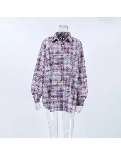 Replica Plaid Colorblock Plaid Classic Look Blouse #802421 $38.40 USD for Wholesale