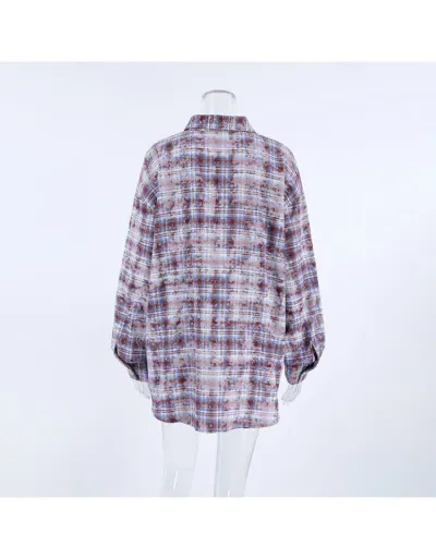 Replica Plaid Colorblock Plaid Classic Look Blouse #802421 $38.40 USD for Wholesale