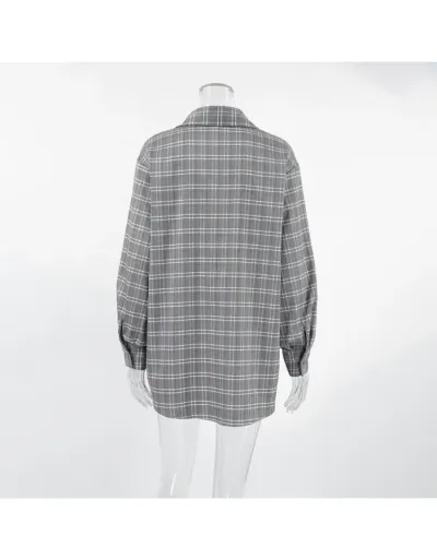 Replica Plaid Oversized Casual Loose Blouses #802432 $37.26 USD for Wholesale