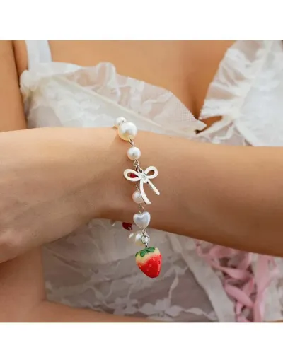 Replica Faux Pearl Pattern Fashionable Alloy Bracelet #802438 $7.70 USD for Wholesale