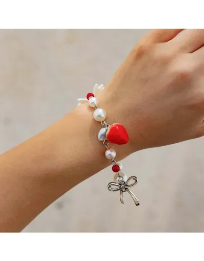 Replica Faux Pearl Pattern Fashionable Alloy Bracelet #802438 $7.70 USD for Wholesale