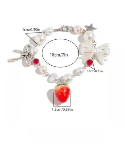 Replica Faux Pearl Pattern Fashionable Alloy Bracelet #802438 $7.70 USD for Wholesale