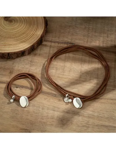 Replica Layered Minimalist Circular Bracelet And Necklace Set #802440 $7.70 USD for Wholesale