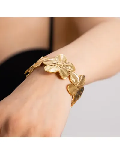 Replica Floral Stainless Steel Circular Bracelet #802451 $18.05 USD for Wholesale