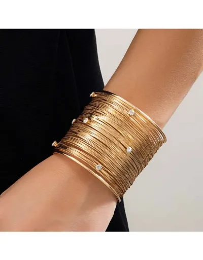 Replica Geometric Rhinestone Stainless Steel Annular Bracelet #802454 $9.65 USD for Wholesale