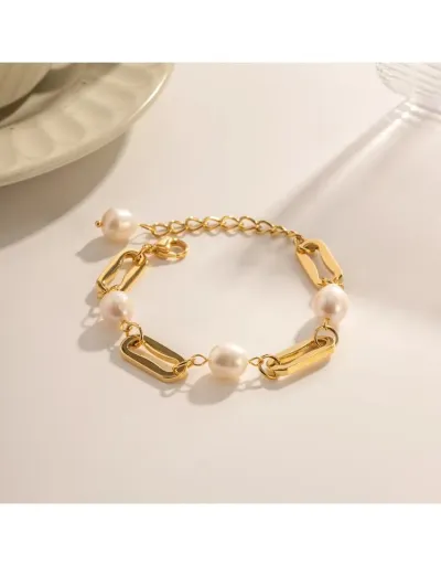 Replica Irregular Patchwork Stainless Steel Annular Bracelet #802485 $17.19 USD for Wholesale