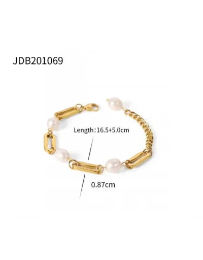 Replica Irregular Patchwork Stainless Steel Annular Bracelet #802485 $17.19 USD for Wholesale