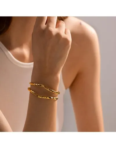 Replica Irregular Alloy Circular Bracelet #802491 $18.68 USD for Wholesale