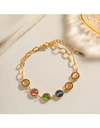 Replica Colorblock Stainless Steel Circular Bracelet #802495 $14.98 USD for Wholesale