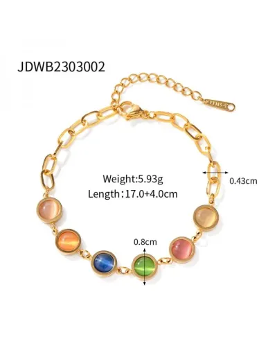 Replica Colorblock Stainless Steel Circular Bracelet #802495 $14.98 USD for Wholesale