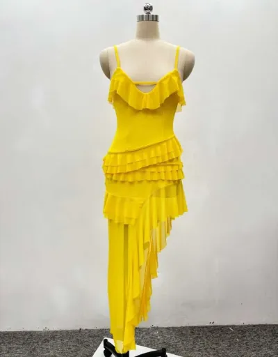 Replica Ruffle Split Hem Sleeveless Maxi Dress #802510 $67.37 USD for Wholesale