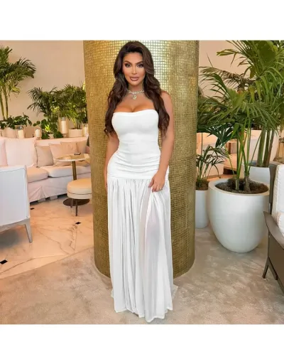 Plain Color Bodycon Strapless Maxi Dress #802536 $27.68 USD, Wholesale Fashion 