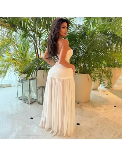 Replica Plain Color Bodycon Strapless Maxi Dress #802536 $27.68 USD for Wholesale