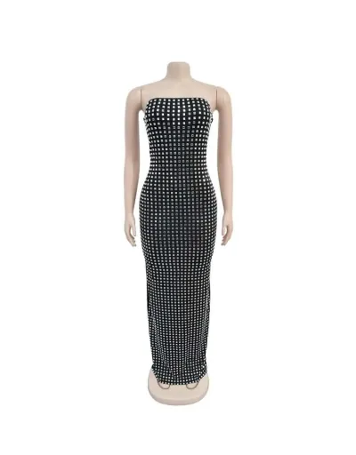 Replica Square Embellished Strapless Maxi Dress #802545 $64.63 USD for Wholesale