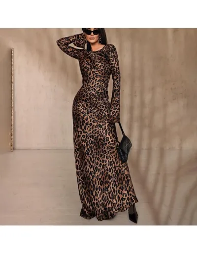 Leopard Print Long Sleeve Maxi Dress #802562 $51.41 USD, Wholesale Fashion 