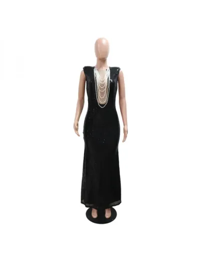 Replica Luxurious Sequins Embellishments Sleeveless Mermaid Maxi Dress #802566 $73.24 USD for Wholesale