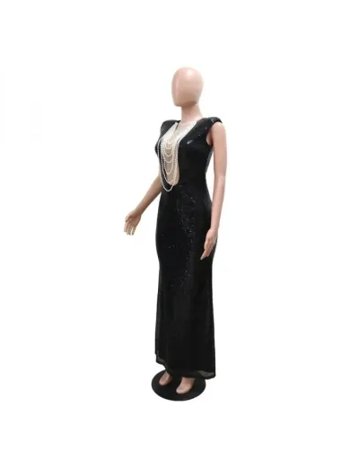 Replica Luxurious Sequins Embellishments Sleeveless Mermaid Maxi Dress #802566 $73.24 USD for Wholesale