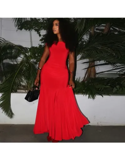 Replica Elegant Solid Off Shoulder Maxi Dress #802574 $40.40 USD for Wholesale