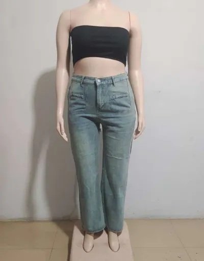 Replica Gradient Denim Cargo Wide Leg Jeans #802598 $73.36 USD for Wholesale