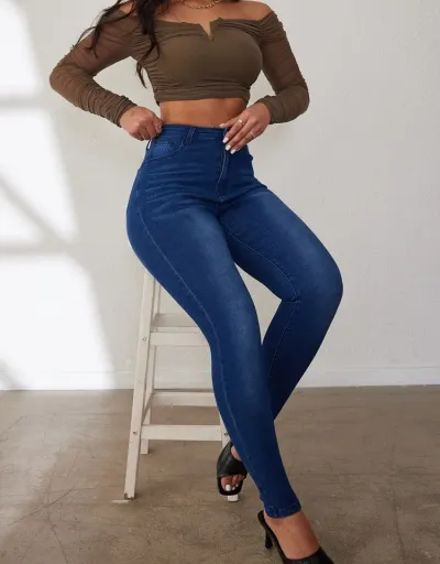 Replica Colorblock Denim Bodycon Jeans #802603 $44.04 USD for Wholesale