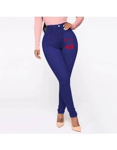 Cherry Print Washed High Rise Jeans #802607 $36.18 USD, Wholesale Fashion Jeans