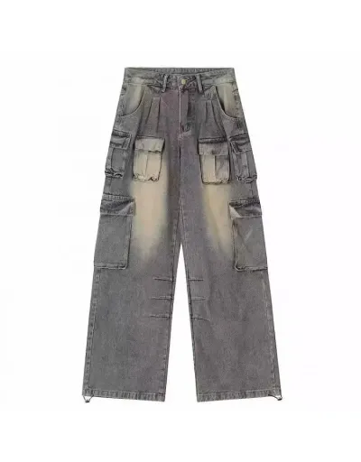 Replica Distressed Denim Multi Pocket Cargo Jeans #802608 $52.95 USD for Wholesale