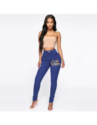 Letter High Rise Slim Jeans #802609 $40.52 USD, Wholesale Fashion Jeans