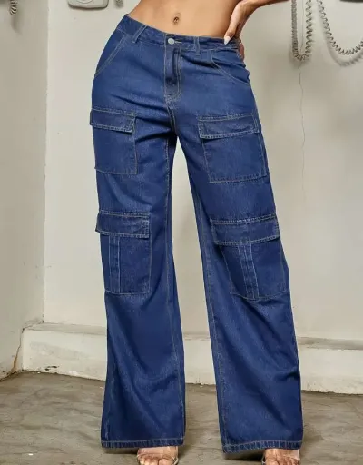 Multi Pocket Denim Cargo Jeans #802625 $63.90 USD, Wholesale Fashion Jeans