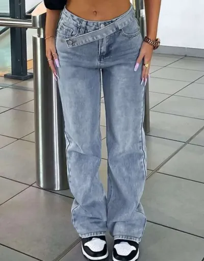 Replica Denim Patchwork Wide Leg Jeans #802627 $85.93 USD for Wholesale