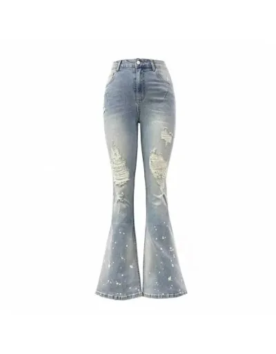 Replica Denim Wear Out Flared Bodycon Jeans #802628 $71.57 USD for Wholesale