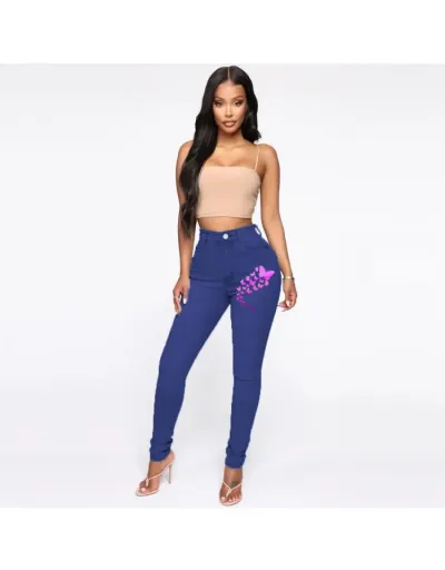 Replica Butterfly Pattern Slim High Rise Jeans #802631 $39.07 USD for Wholesale