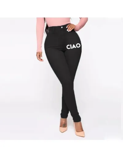 Replica Solid Color High Rise Fitted Jeans #802633 $46.12 USD for Wholesale