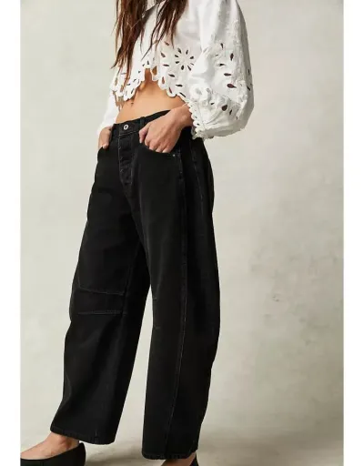 Replica Washed Wide Leg Mid-rise Jeans #802634 $53.79 USD for Wholesale