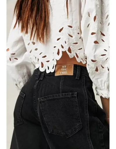 Replica Washed Wide Leg Mid-rise Jeans #802634 $53.79 USD for Wholesale