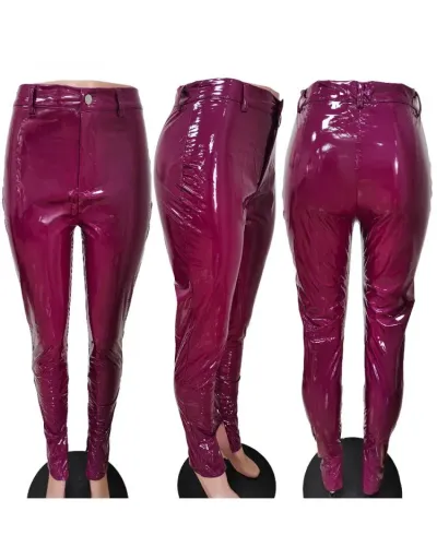 Replica Glossy Split Hem Bodycon Jeans #802647 $40.00 USD for Wholesale