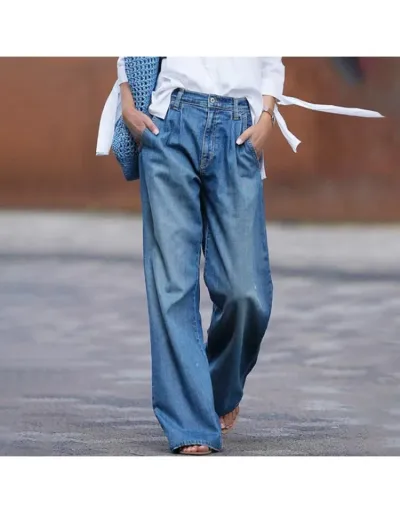 Washed Wide Leg Loose Jeans #802648 $47.45 USD, Wholesale Fashion Jeans