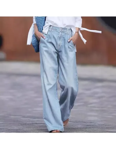 Replica Washed Wide Leg Loose Jeans #802648 $47.45 USD for Wholesale