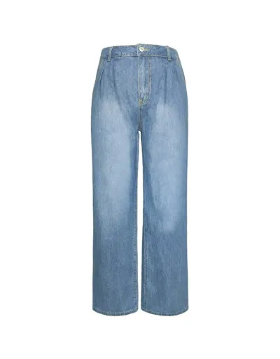 Replica Washed Wide Leg Loose Jeans #802648 $47.45 USD for Wholesale