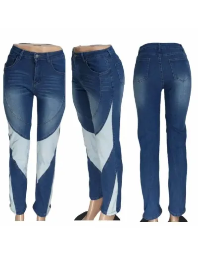 Replica Contrast Color Patchwork Bodycon Jeans #802651 $60.72 USD for Wholesale