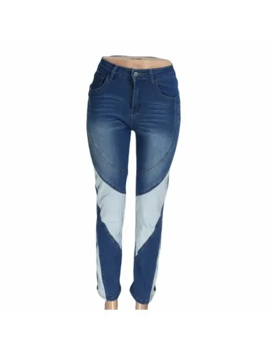 Replica Contrast Color Patchwork Bodycon Jeans #802651 $60.72 USD for Wholesale