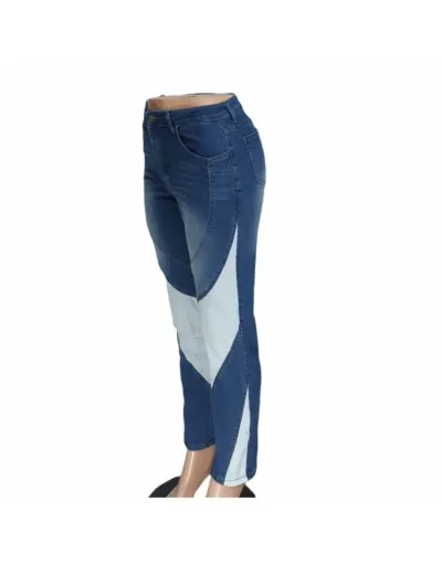 Replica Contrast Color Patchwork Bodycon Jeans #802651 $60.72 USD for Wholesale