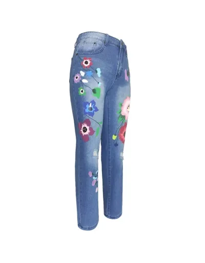 Replica Floral Washed Mid-rise Jeans #802670 $44.23 USD for Wholesale