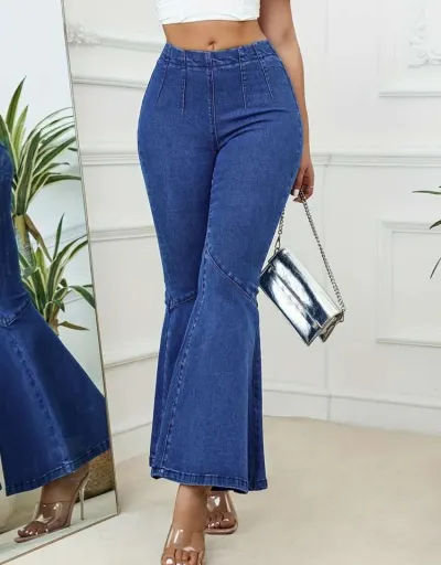 Replica Patchwork Denim Wide Leg Jeans #802672 $66.46 USD for Wholesale